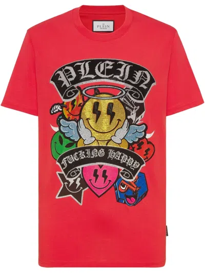 Philipp Plein Ss Strass Smile T-shirt In White