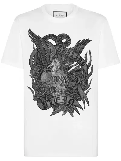 Philipp Plein Ss Tattoo Round Neck T-shirt In White