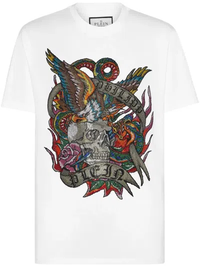 Philipp Plein Ss Tattoo Round Neck T-shirt In White