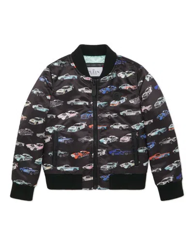 Philipp Plein Kids'  Stain Bomber Ls Cars Racing Boy In Black