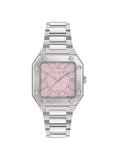 Philipp Plein Stainless Steel Pink Dial 34mm Watch In Orange