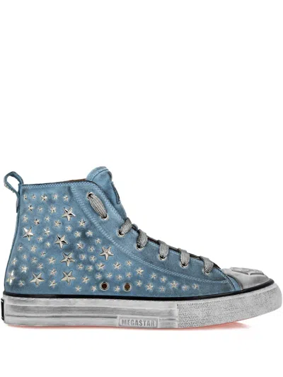 Philipp Plein Star-embellished Sneakers In Blue
