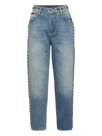 Philipp Plein Star Stud-detailing Jeans In Blue