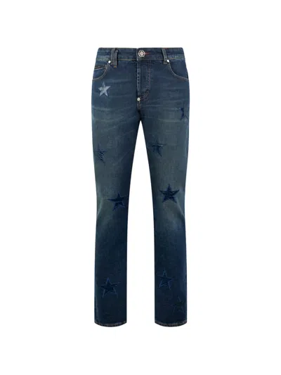 Philipp Plein Star-patch Straight Jeans In Blue