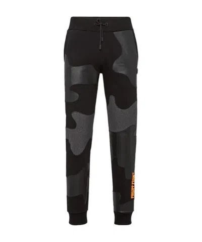 Philipp Plein Stitching Logo Casual Sweatpants In Black