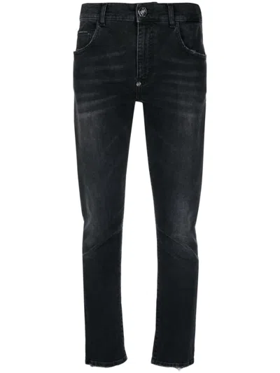 Philipp Plein Stonewashed Straight-leg Jeans In Grey
