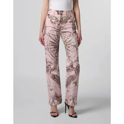 Philipp Plein Straight Cut Jeans Butterfly Tattoo Women In White