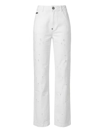 Philipp Plein Straight Fit Jeans Mini Roedge In White