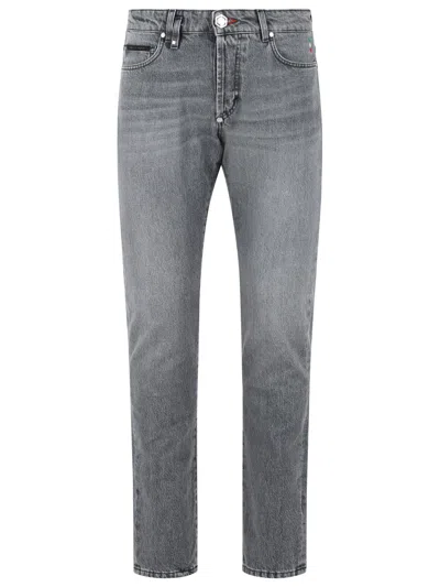 Philipp Plein 'straight' Grey Cotton Jeans In Gray