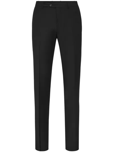 Philipp Plein Straight-leg Wool-blend Trousers In Black