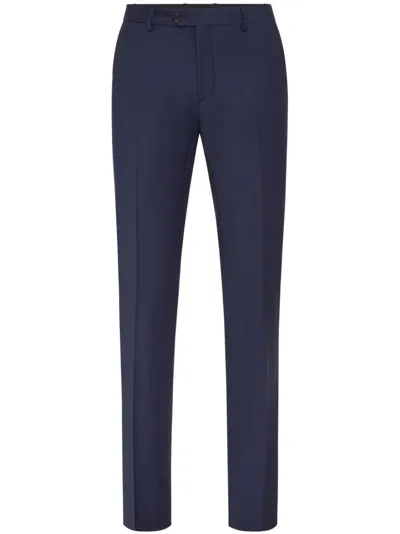 Philipp Plein Straight-leg Wool-blend Trousers In Blue