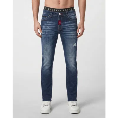 Philipp Plein Straight Supreme Fit Jeans Basic Men In Blue