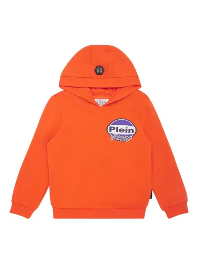 Philipp Plein Kids' Strass Cars Racing Hoodie In Orange