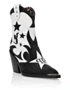 Philipp Plein Strass Cow Boy Boots Mid Heels Mid Stars In Black