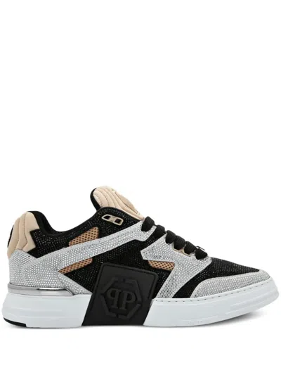 Philipp Plein Strass Crystal-embellished Sneakers In Black