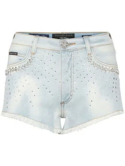 PHILIPP PLEIN STRASS DENIM SHORTS