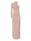 Philipp Plein Jersey Long Dress Mono Sleeve Strass In Pink
