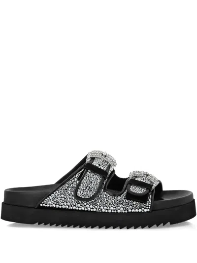 Philipp Plein Strass-embellished Slides In Black