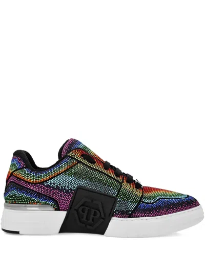 PHILIPP PLEIN STRASS HEXAGON LO-TOP SNEAKERS