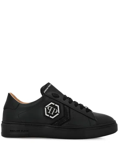 Philipp Plein Strass Hexagon Lo-top Sneakers In Schwarz