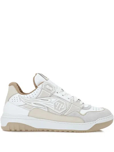 Philipp Plein Strass Hexagon Sneakers In Neutral