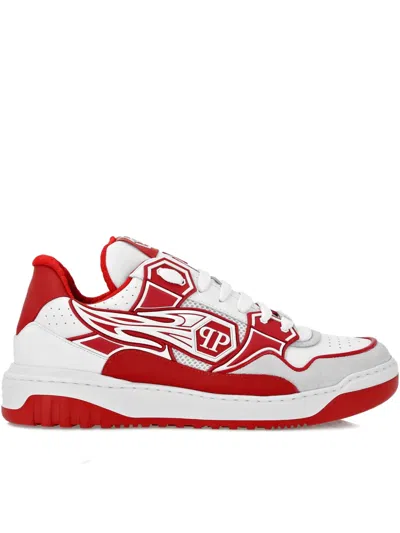 Philipp Plein Strass Hexagon Sneakers In Red
