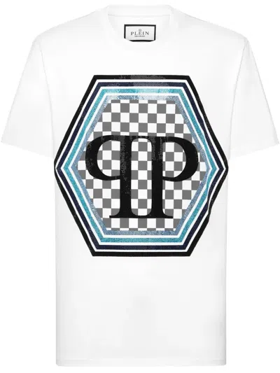 Philipp Plein Strass Hexagon T-shirt In Weiss