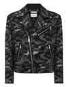 Philipp Plein Strass Leather Biker Jacket Camouflage