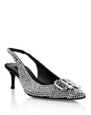 Philipp Plein Strass Low Plein Heels Slingback Gothic Plein In Silver