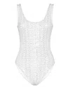 Philipp Plein Embellished Monogram Swimsuit In White