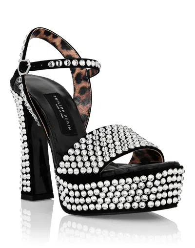 Philipp Plein Strass Platform Sandals In Black