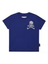 Philipp Plein Strass Skull&bones T-shirt In Blue