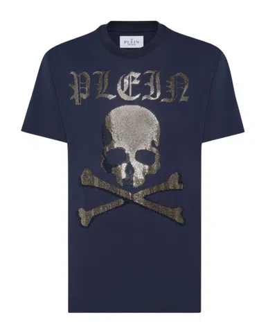 PHILIPP PLEIN PHILIPP PLEIN ROUND NECK SS STRASS SKULL  BONES T-SHIRT