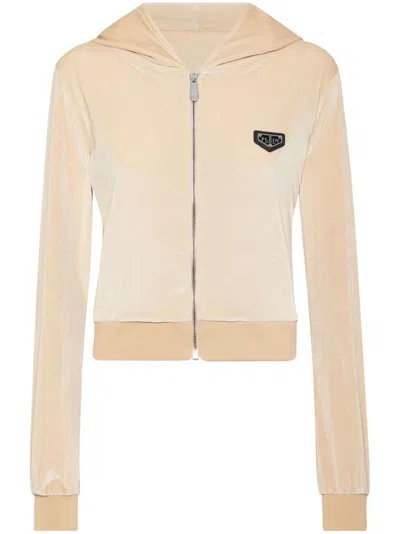 Philipp Plein Strass Skull Hoodie In Neutrals