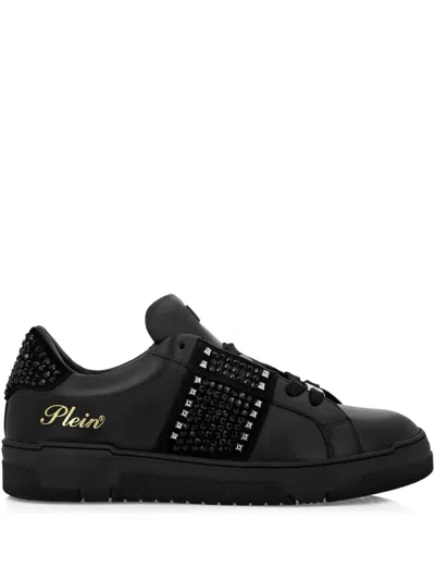 Philipp Plein Strass Studs Leather Sneakers
