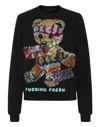 Philipp Plein Rhinestone-emebllished Jersey Sweatshirt In Black