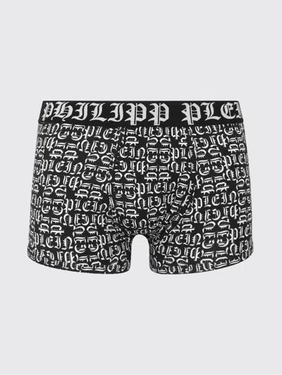 Philipp Plein Stretch Cotton Blend Boxers With Lettering Print In Multi
