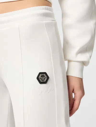 Philipp Plein Stretch Cotton Jogging Pants In White