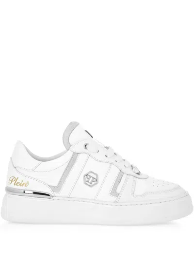 Philipp Plein Striped Low-top Sneakers In White