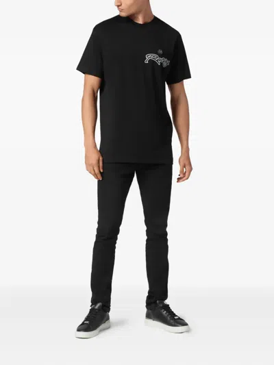 Philipp Plein Stripes Hexagon T-shirt In Schwarz