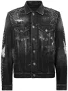 Philipp Plein Stud-embellished Denim Jacket In Grey