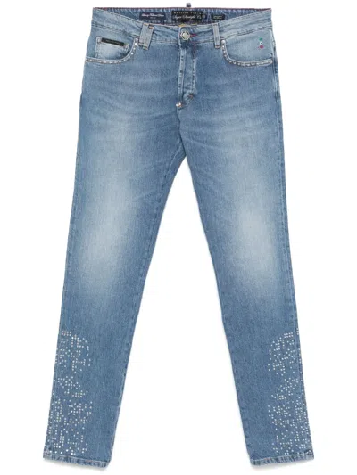 Philipp Plein Stud-embellished Jeans In Blue