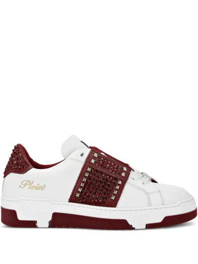 Philipp Plein Stud-embellished Low-top Sneakers In White