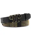 Philipp Plein Stud-embelllished Leather Belt In Black