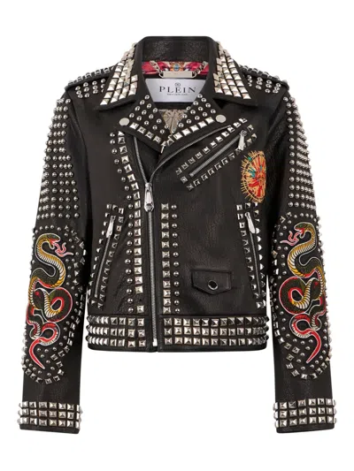 Philipp Plein Studded Embroidered Jacket In Multi