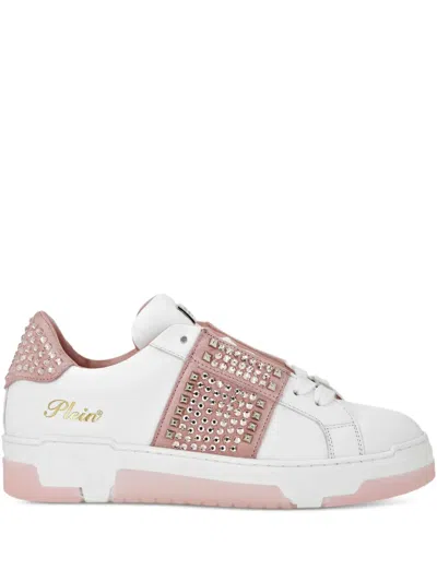 Philipp Plein Studded Leather Sneakers In Pink