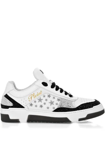 Philipp Plein Studded Leather Sneakers In White