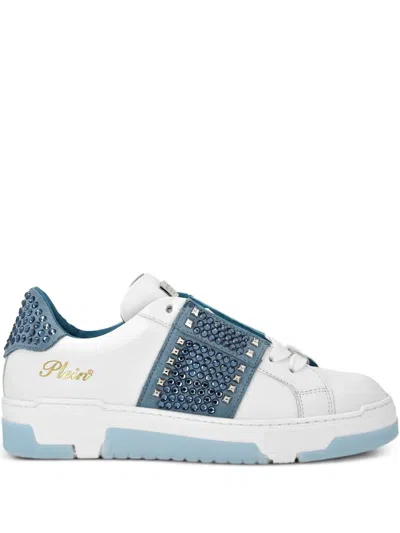 Philipp Plein Studded Low-top Sneakers In Blue