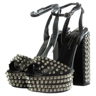 Pre-owned Philipp Plein , Studded Platform Sandals In Black