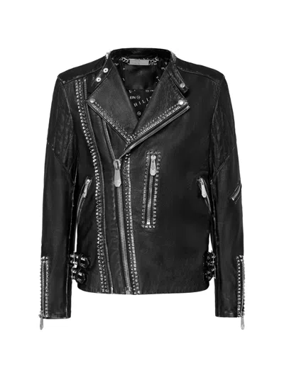 Philipp Plein Stud-embellished Biker Jacket In Black